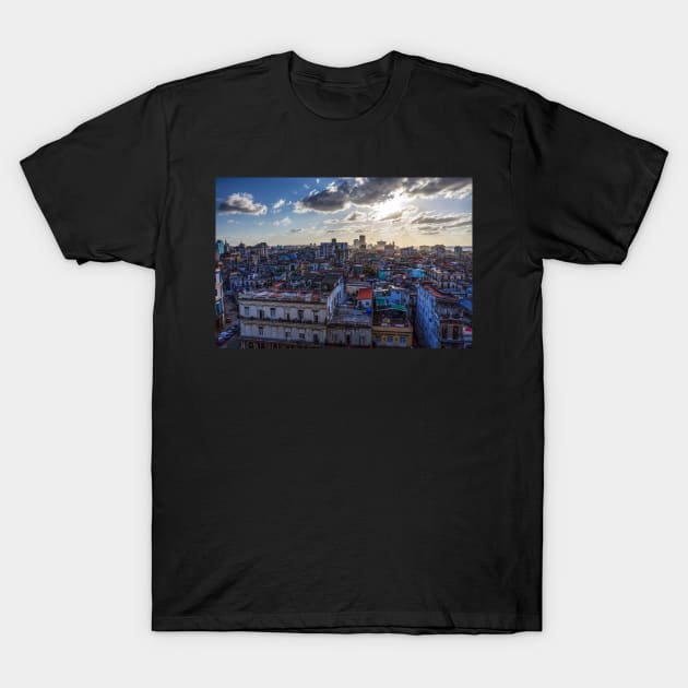 Havana Rooftops, Cuba, At Dusk T-Shirt by tommysphotos